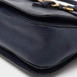 Miu Miu Blue Madras Leather Flap Satchel