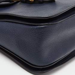 Miu Miu Blue Madras Leather Flap Satchel