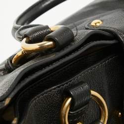 Miu Miu Black Madras Leather Pushlock Tote