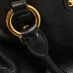 Miu Miu Black Madras Leather Pushlock Tote