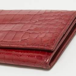 Miu Miu Red Croc Embossed Patent Leather Flap Continental Wallet