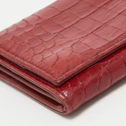 Miu Miu Red Croc Embossed Patent Leather Flap Continental Wallet