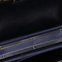Pre Owned Miu Miu Navy Blue Velvet Pearl and Crystal Embellished Box Chain Clutch