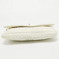 Miu Miu Off White Matelassé Leather Crystal Cloqué Flap Shoulder Bag