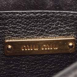 Miu Miu Black Madras Leather Mini Bandouliera Top Handle Bag