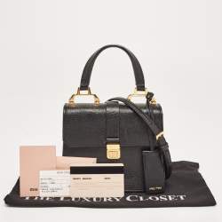 Miu Miu Black Madras Leather Mini Bandouliera Top Handle Bag