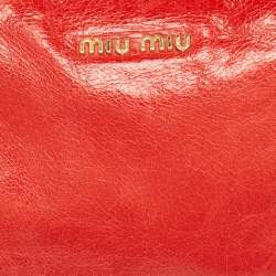 Miu Miu Red Vitello Lux Leather Bow Pochette Bag