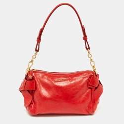 Miu Miu Red Vitello Lux Leather Bow Pochette Bag