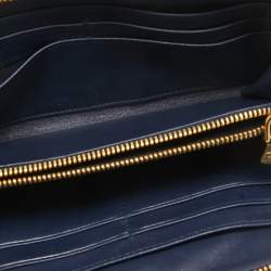 Miu Miu Navy Blue Matelasse Leather Zip Around Wallet