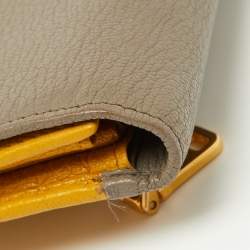 مملوكة مسبقًا Miu Miu Grey/Yellow Madras Leather Flap Continental Wallet