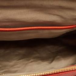 Pre Owned Miu Miu Orange Madras Leather Baulleto Bag
