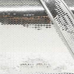 Pre Owned Miu Miu Silver Sequin and Leather Chain Top Handle Bag