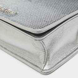 Pre Owned Miu Miu Silver Sequin and Leather Chain Top Handle Bag