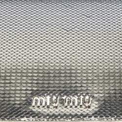 Pre Owned Miu Miu Silver Sequin and Leather Chain Top Handle Bag