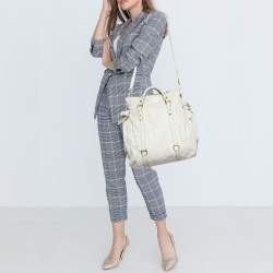 Miu Miu White Leather Fold Over Bow Bag