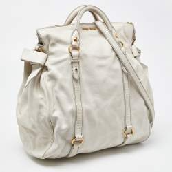 Miu Miu White Leather Fold Over Bow Bag