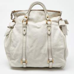 Miu Miu White Leather Fold Over Bow Bag
