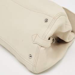 Pre Owned Miu Miu Off White Leather Pushlock Flap Top Handle Bag