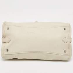 Pre Owned Miu Miu Off White Leather Pushlock Flap Top Handle Bag