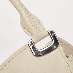 Pre Owned Miu Miu Off White Leather Pushlock Flap Top Handle Bag