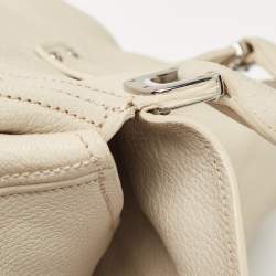 Pre Owned Miu Miu Off White Leather Pushlock Flap Top Handle Bag