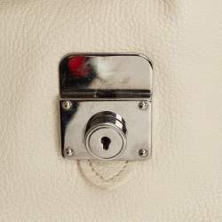 Pre Owned Miu Miu Off White Leather Pushlock Flap Top Handle Bag