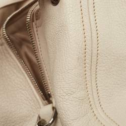 Pre Owned Miu Miu Off White Leather Pushlock Flap Top Handle Bag