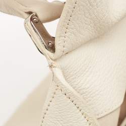 Pre Owned Miu Miu Off White Leather Pushlock Flap Top Handle Bag