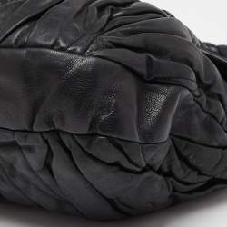 Miu Miu Black Matelassé Leather Coffer Hobo