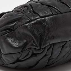 Miu Miu Black Matelassé Leather Coffer Hobo