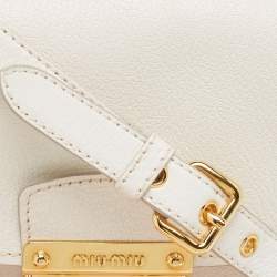 Pre Owned Miu Miu White Madras Leather Pushlock Flap Crossbody Bag