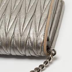 Miu Miu Grey Matelassé Leather Chain Crossbody Bag
