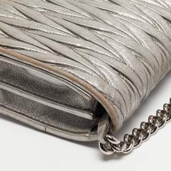 Miu Miu Grey Matelassé Leather Chain Crossbody Bag