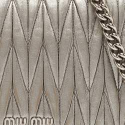 Miu Miu Grey Matelassé Leather Chain Crossbody Bag