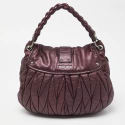 Miu Miu Purple Matelassé Leather Coffer Hobo