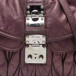 Miu Miu Purple Matelassé Leather Coffer Hobo