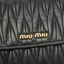 Pre Owned Miu Miu Black Matelasse Leather Flap Compact Wallet