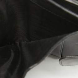 Pre Owned Miu Miu Black Matelasse Leather Flap Compact Wallet