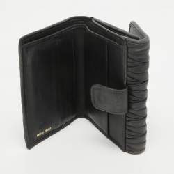 Miu Miu Black Matelasse Leather Flap Compact Wallet