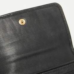 Pre Owned Miu Miu Black Matelasse Leather Flap Compact Wallet