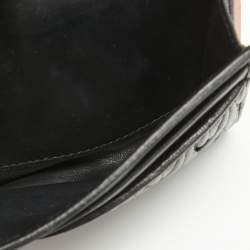 Pre Owned Miu Miu Black Matelasse Leather Flap Compact Wallet