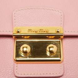Miu Miu Pink Leather Pushlock Flap Top Handle Bag