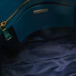 Pre Owned Miu Miu Teal Blue Matelassé Leather Top Zip Tote