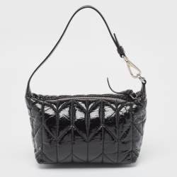 Miu Miu Black Quilted Patent Leather Mini Spirit Hobo