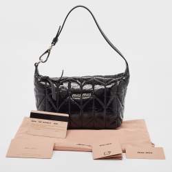 Miu Miu Black Quilted Patent Leather Mini Spirit Hobo
