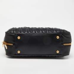 Miu Miu Black Matelassé Leather Top Zip Satchel