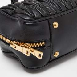 Miu Miu Black Matelassé Leather Top Zip Satchel