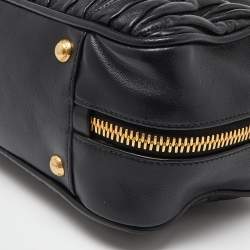 Miu Miu Black Matelassé Leather Top Zip Satchel