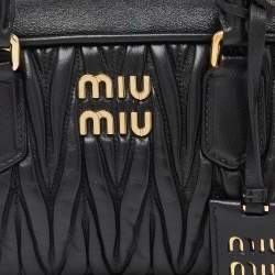 Miu Miu Black Matelassé Leather Top Zip Satchel