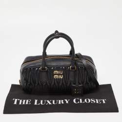 Miu Miu Black Matelassé Leather Top Zip Satchel